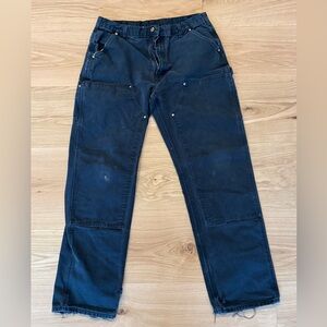 Vintage Y2K Faded Black Carhartt Double Knee Carpenter Pants 35 x 32.5